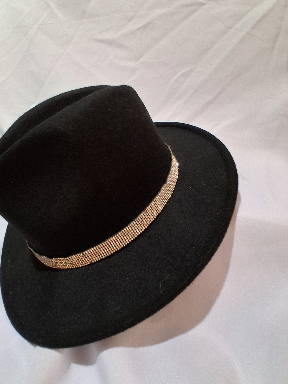 SHEIN Black Wide Brim Fedora with Rhinestone Band - Picture 4 of 4
